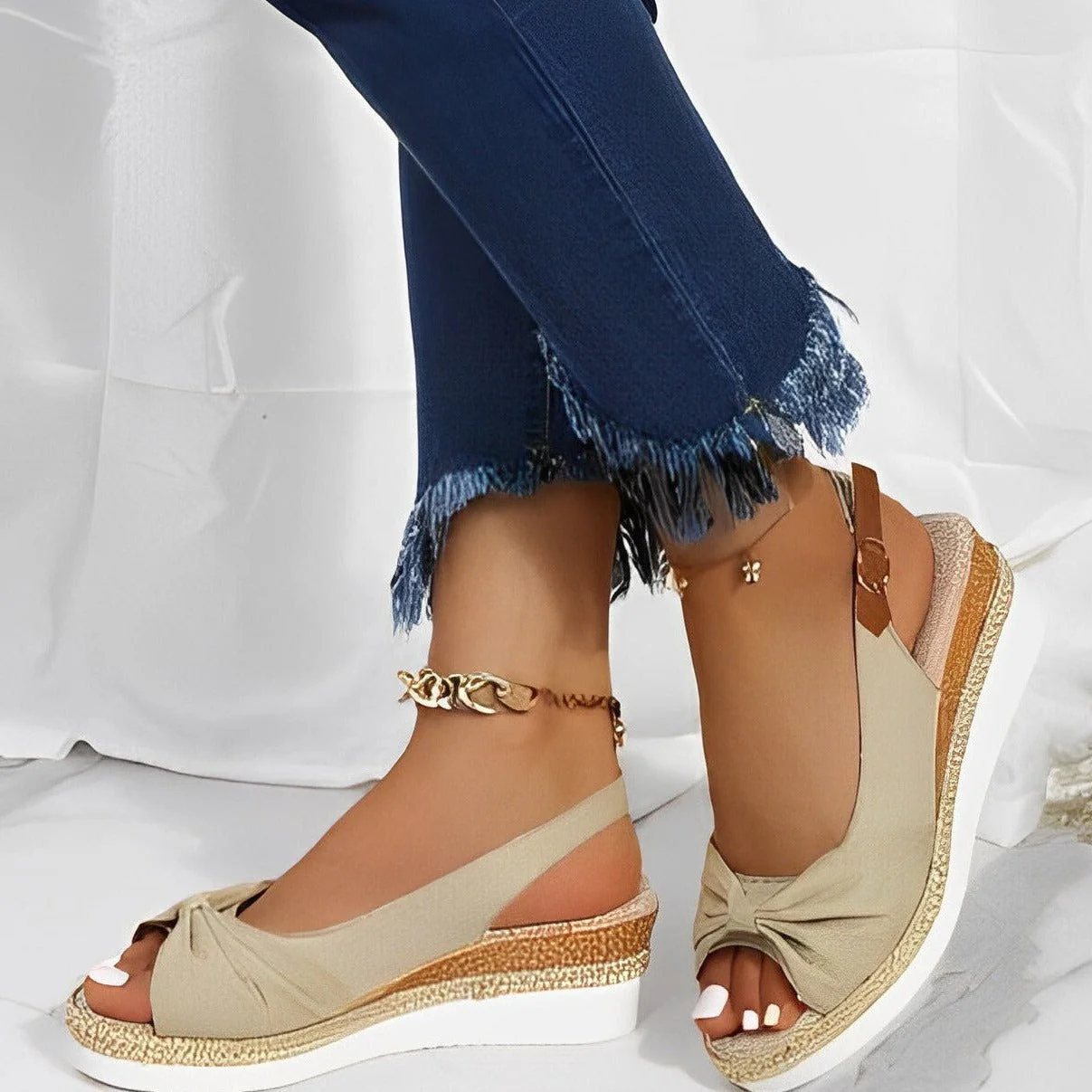 Knot Design Espadrille Wedge Sandals for Women – Effortless Summer Style