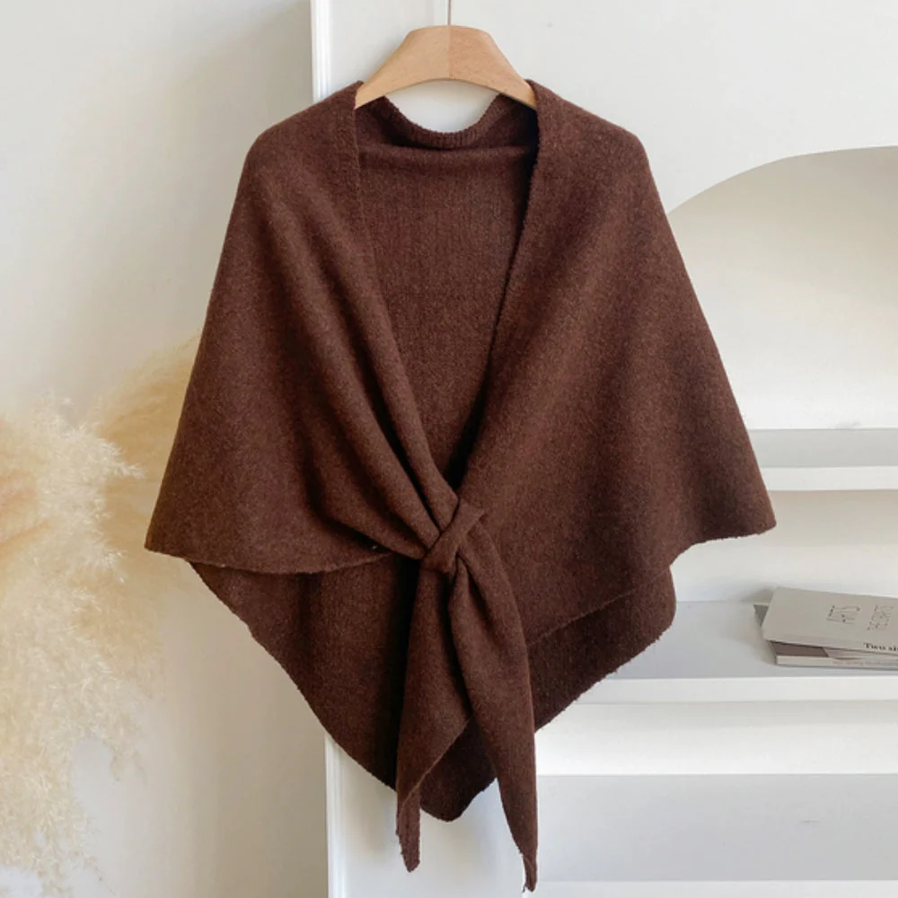 Knotted Front Draped Fit Poncho Shawl Cape for Women – Cozy & Stylish - Image 8