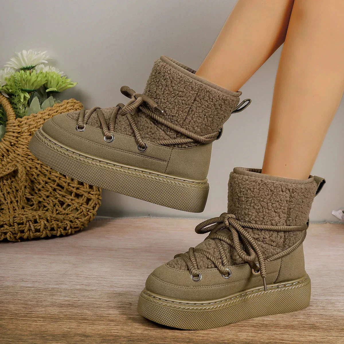 Lace-Up Winter Boots for Women – Cozy & Non-Slip Design - Image 2