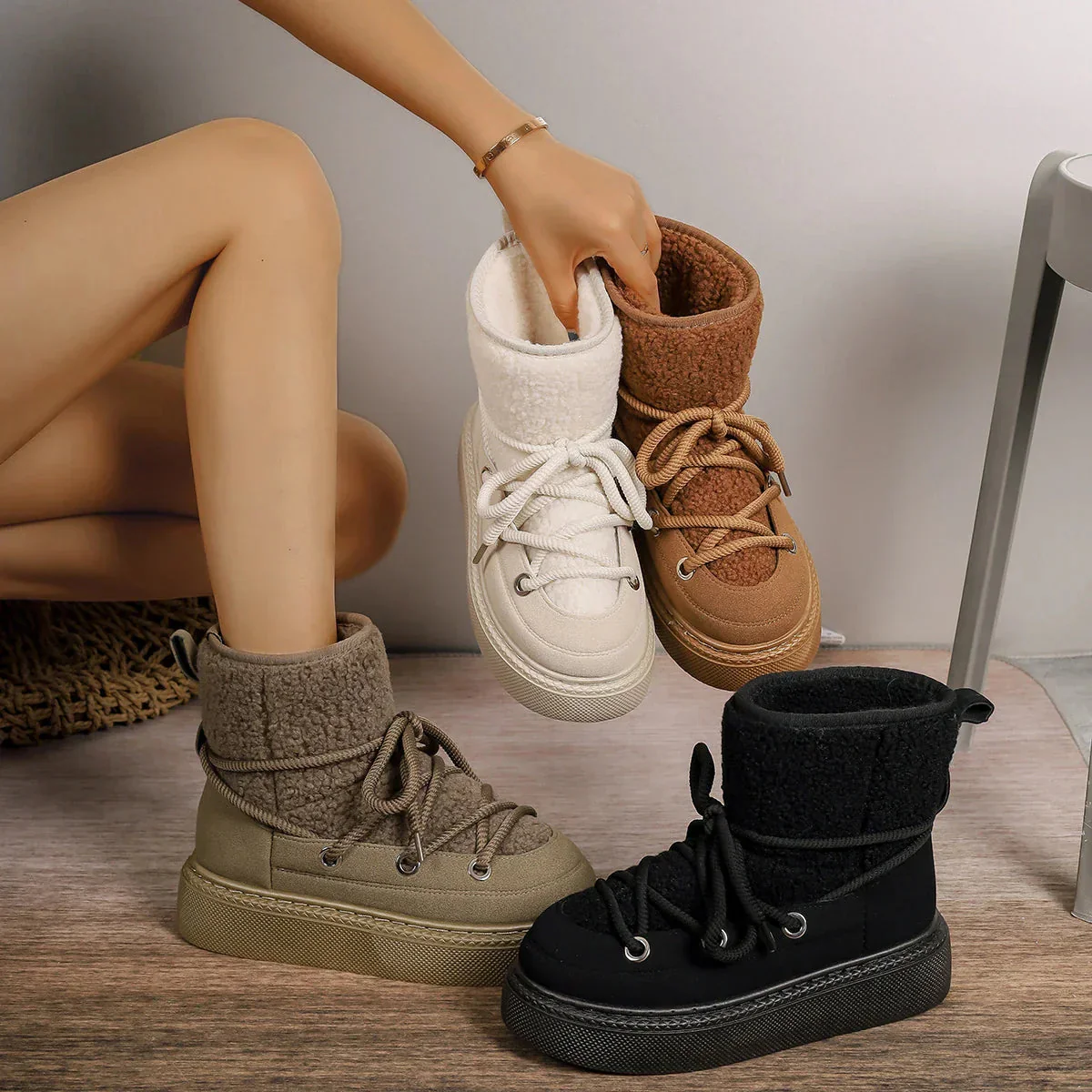 Lace-Up Winter Boots for Women – Cozy & Non-Slip Design - Image 3