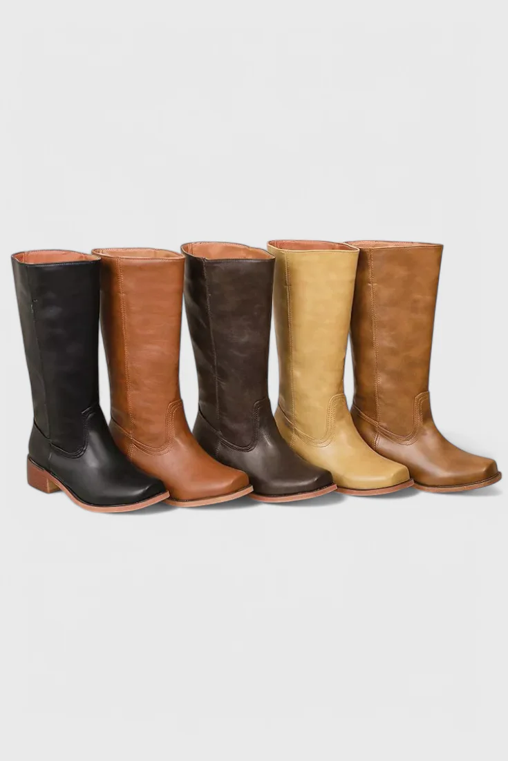 Leather Square Toe Knee-High Boots for Women – Stylish & Comfortable Design - Image 8