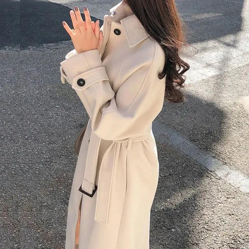 Long Belted Trench Coat for Women – Timeless Elegance & Warmth - Image 3