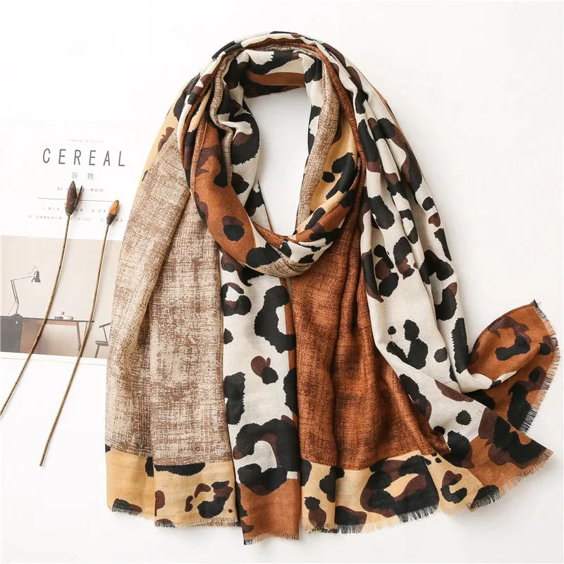 Long Rectangular Leopard Print Scarf for Women – Stylish Casual Accessory