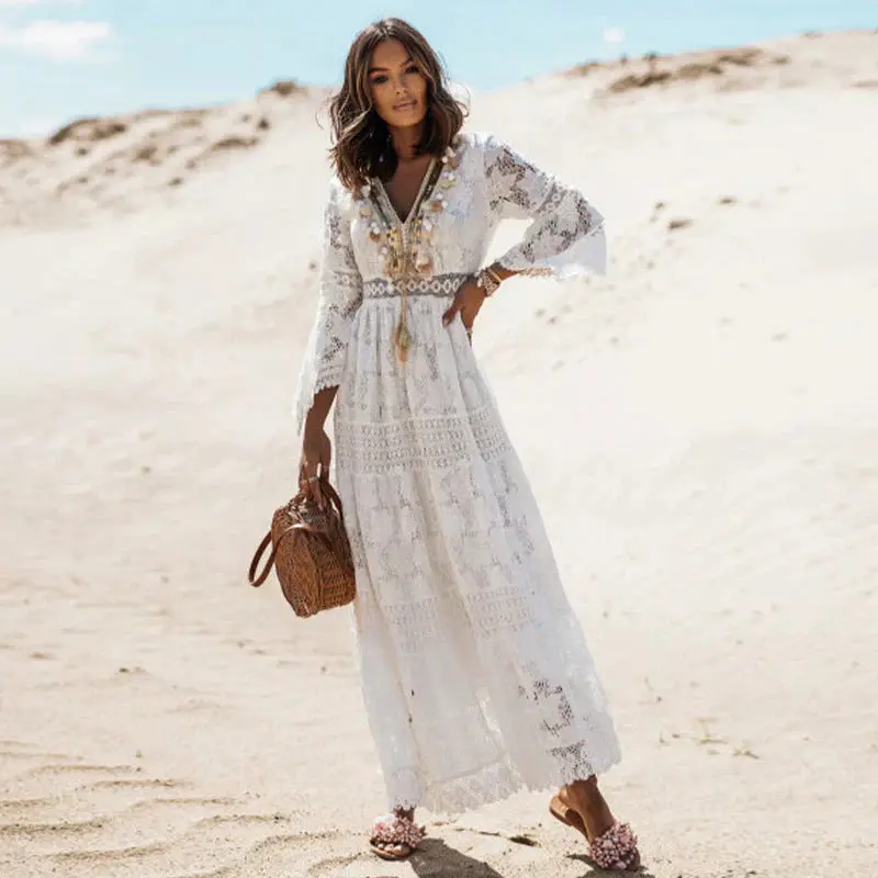 Long-Sleeved Boho Dress for Women – Artistic & Comfortable - Image 3