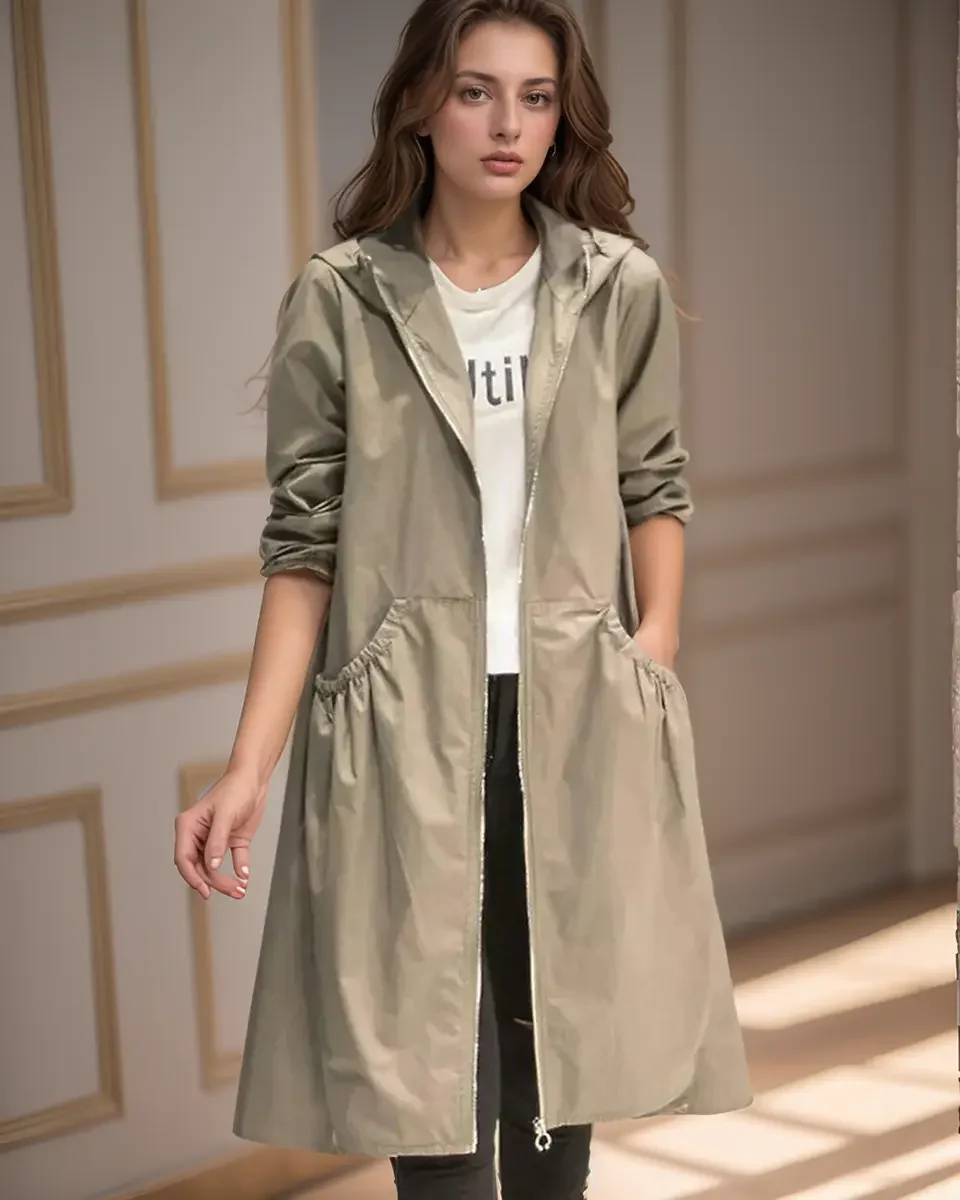 Long Waterproof Raincoat for Women – Stylish & Weather-Resistant - Image 2