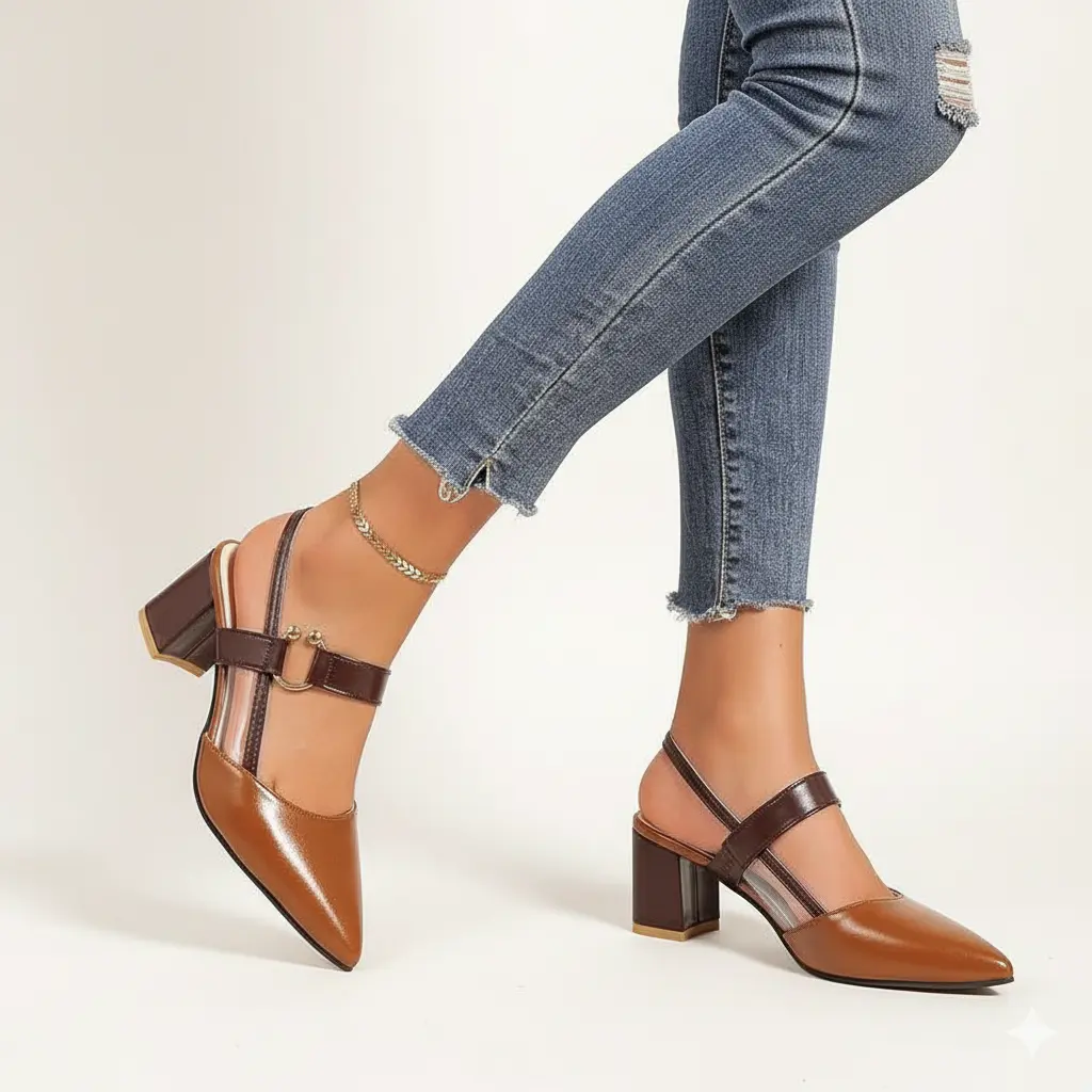 Low Block Heels for Women – Modern Slingback Design