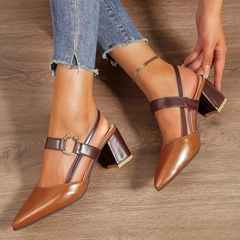 Low Block Heels for Women – Modern Slingback Design - Image 2