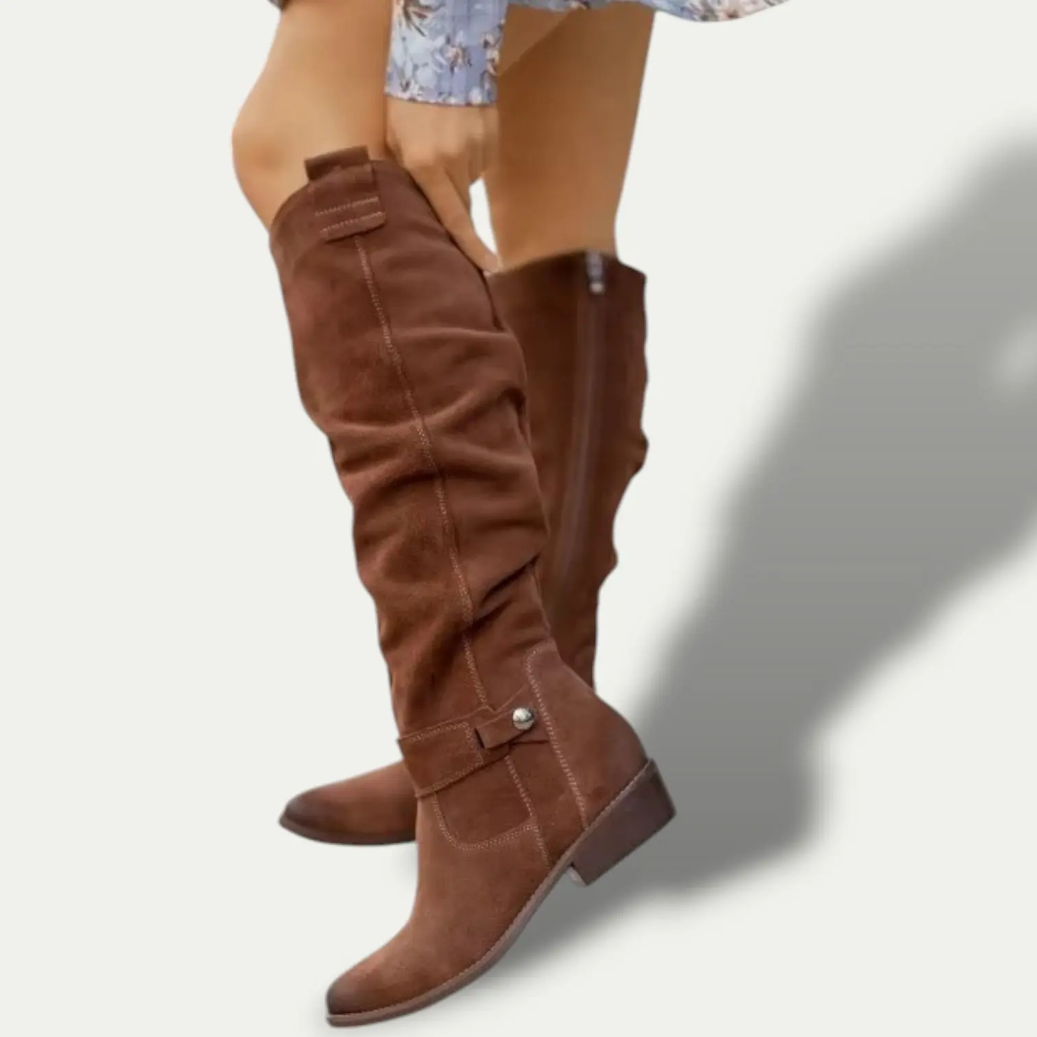 Low-Heel Suede Cowboy Boots for Women – Stylish & Comfortable - Image 2