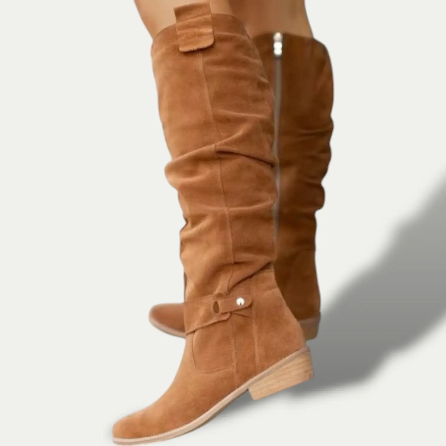 Low-Heel Suede Cowboy Boots for Women – Stylish & Comfortable - Image 4
