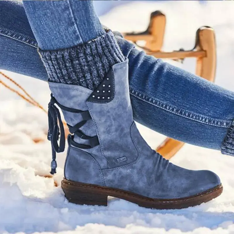 Mid-Calf Strass-Embellished Boots for Women – Stylish & Warm - Image 7