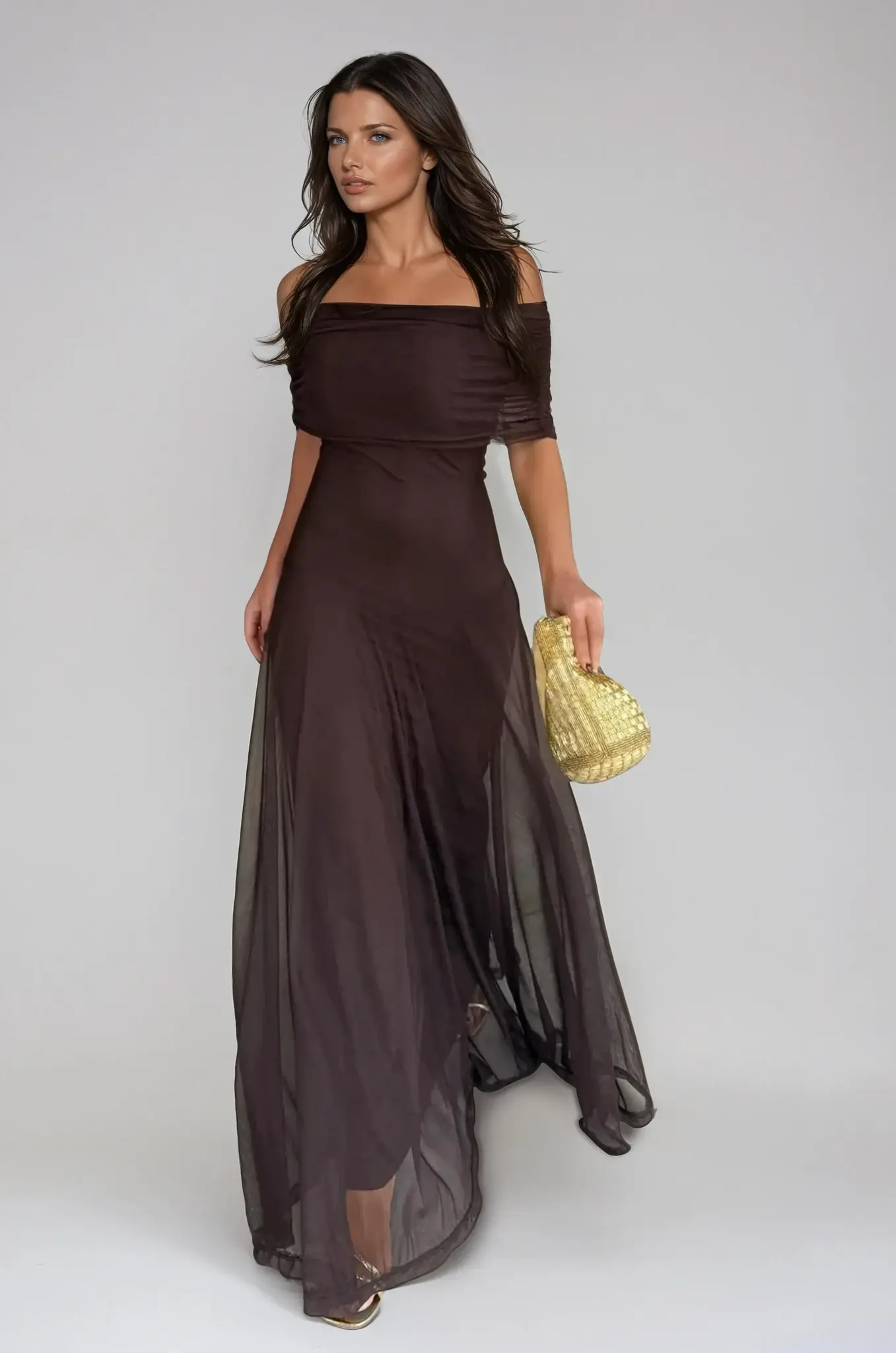 Off-Shoulder Black Maxi Dress for Women – Elegant & Flowing Design - Image 2