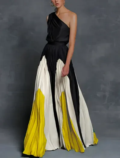 One-Shoulder Asymmetrical Maxi Dress for Women – Elegant & Flowing
