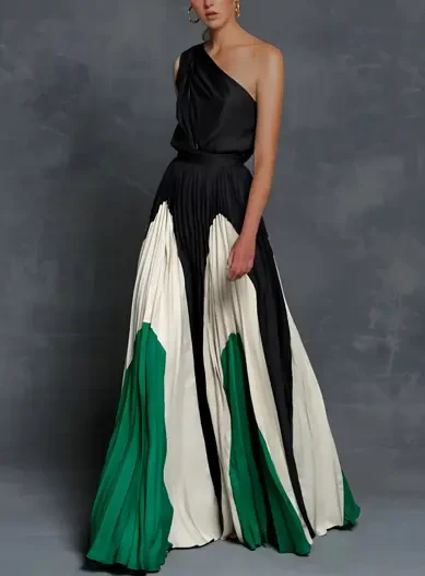 One-Shoulder Asymmetrical Maxi Dress for Women – Elegant & Flowing - Image 2