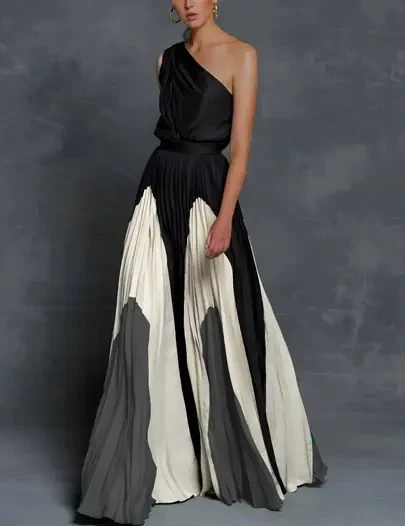 One-Shoulder Asymmetrical Maxi Dress for Women – Elegant & Flowing - Image 3