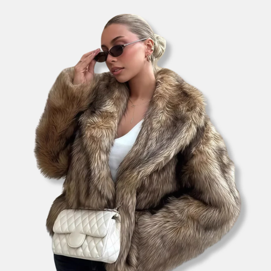 Oversized Collared Button Front Fur Coat for Women – Cozy Elegant Style - Image 2