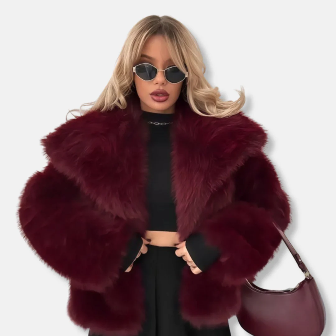 Oversized Collared Button Front Fur Coat for Women – Cozy Elegant Style - Image 4