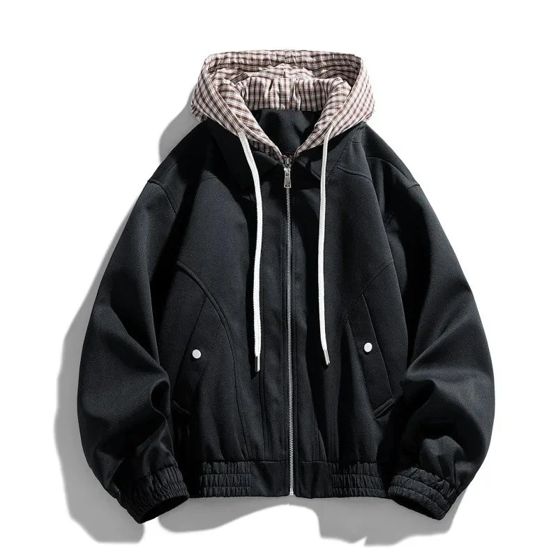 Oversized Fit Hooded Bomber Jacket for Men – Stylish Casual Comfort - Image 2