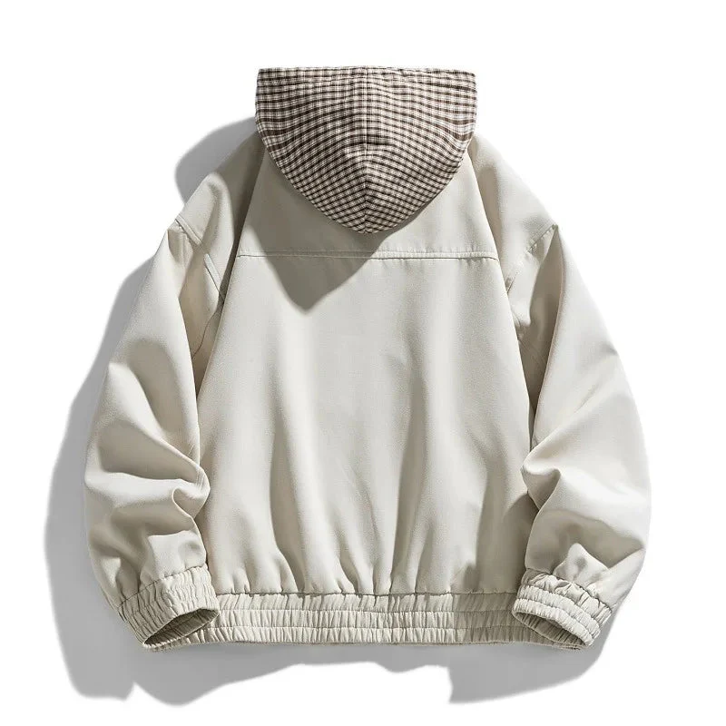 Oversized Fit Hooded Bomber Jacket for Men – Stylish Casual Comfort - Image 4