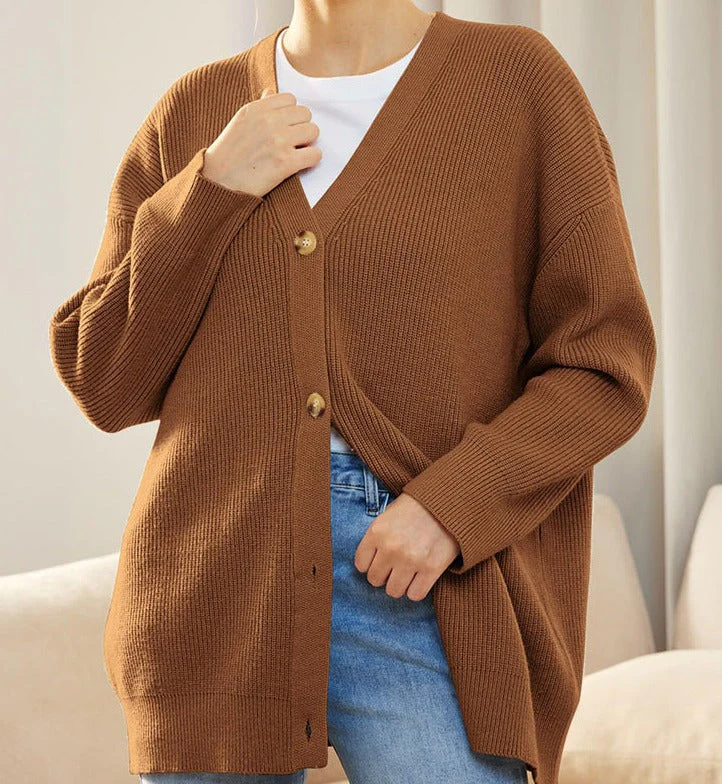 Oversized Ribbed Button Front Cardigan for Women – Cozy Casual Comfort - Image 20