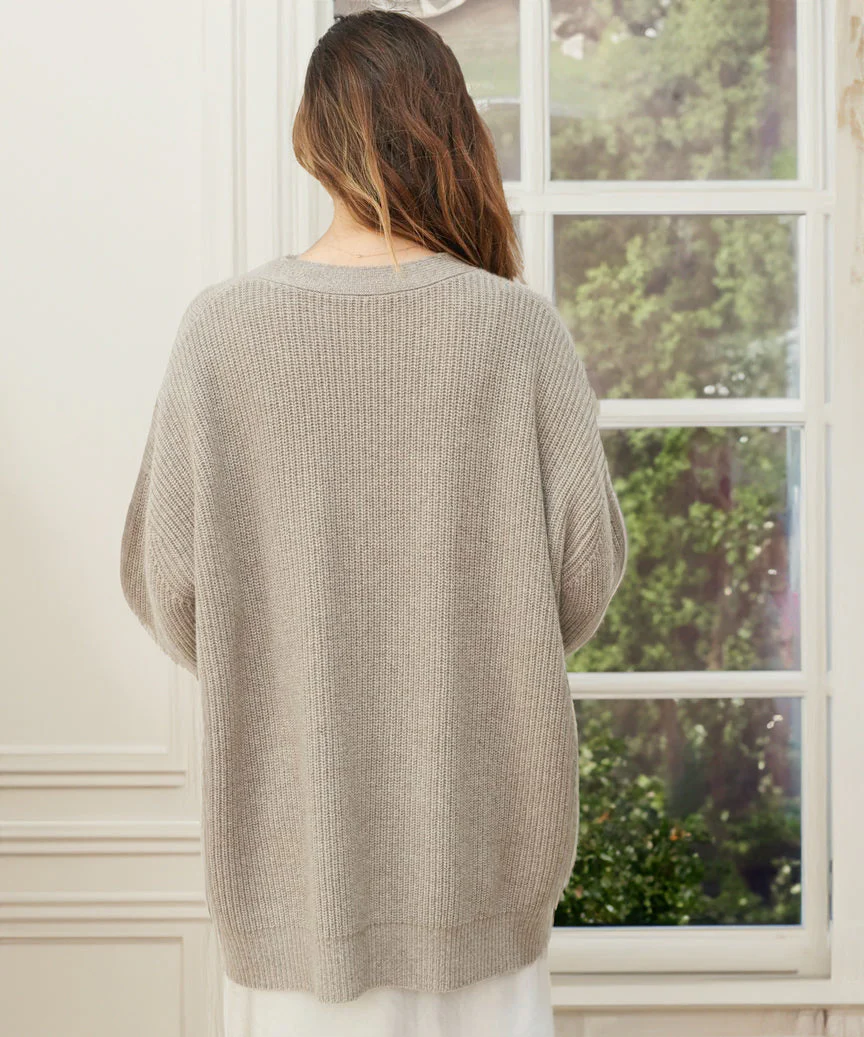 Oversized Ribbed Button Front Cardigan for Women – Cozy Casual Comfort - Image 3