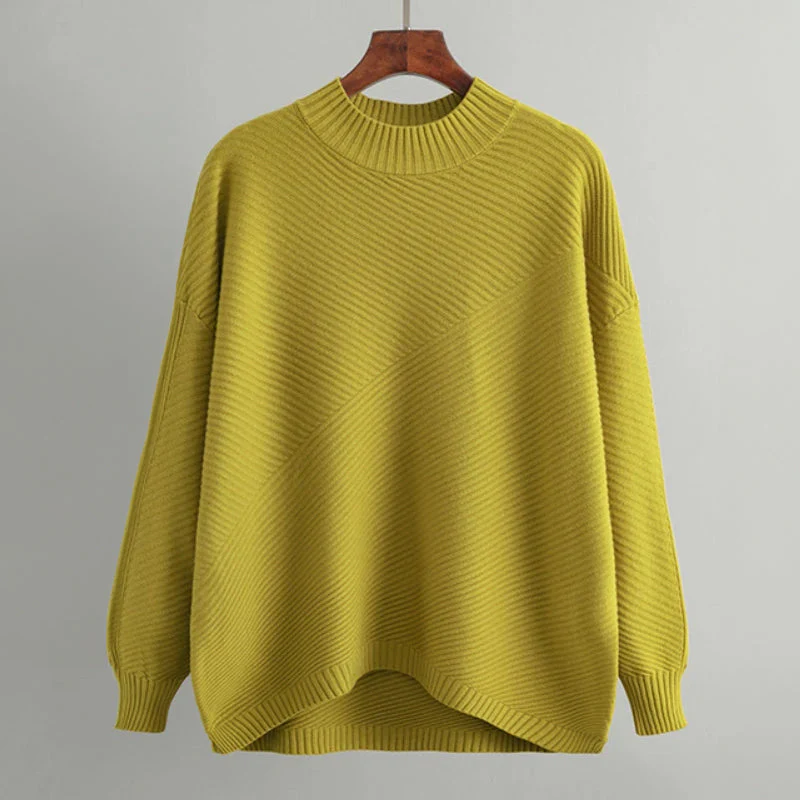 Oversized Ribbed Knit Mock Neck Sweater for Women – Cozy Casual Comfort - Image 4