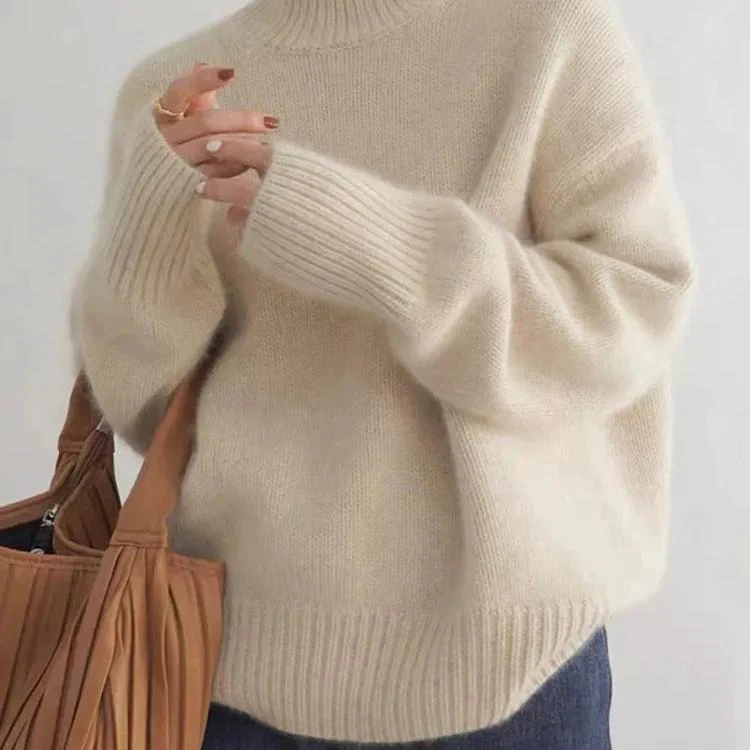Oversized Ribbed Turtleneck Sweater for Women – Cozy & Stylish Comfort