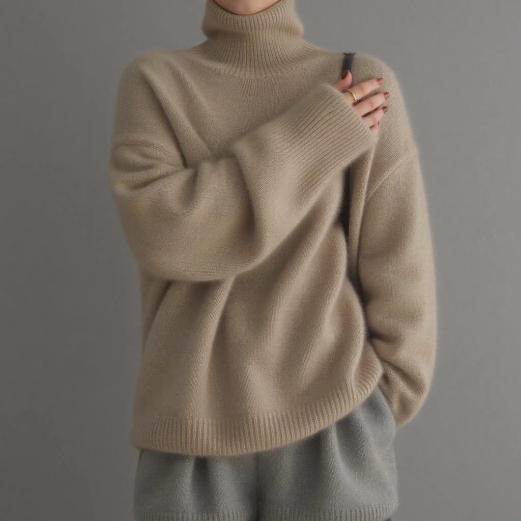 Oversized Ribbed Turtleneck Sweater for Women – Cozy & Stylish Comfort - Image 4