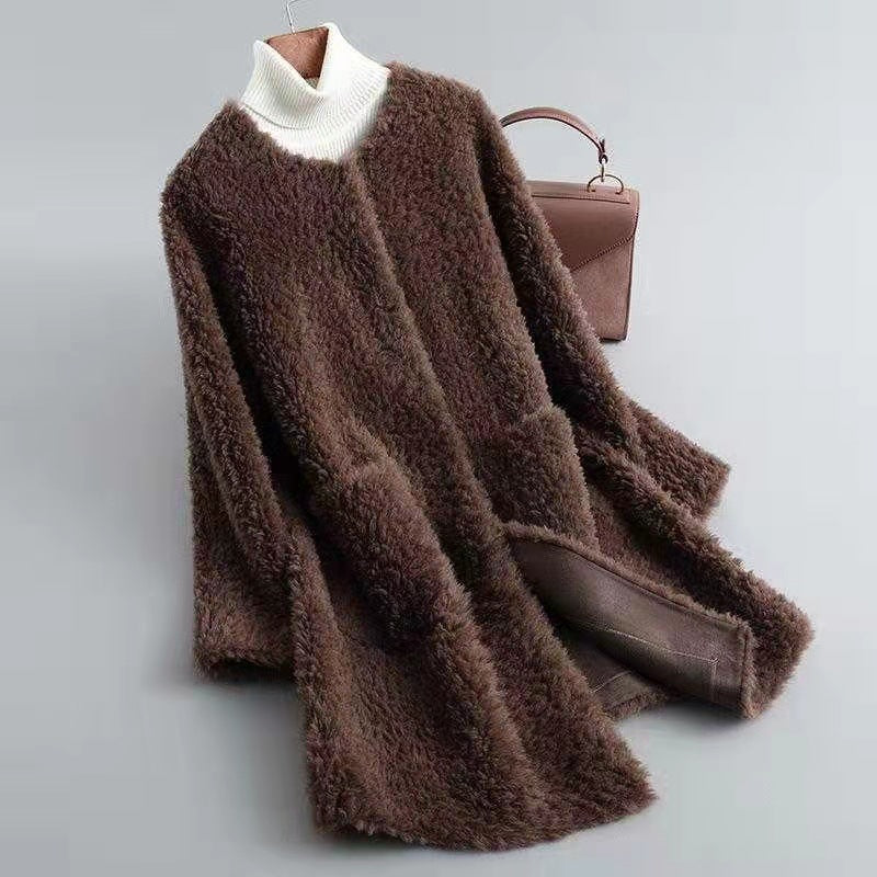 Oversized Shaggy Knee-Length Coat for Women – Cozy Stylish Comfort - Image 4