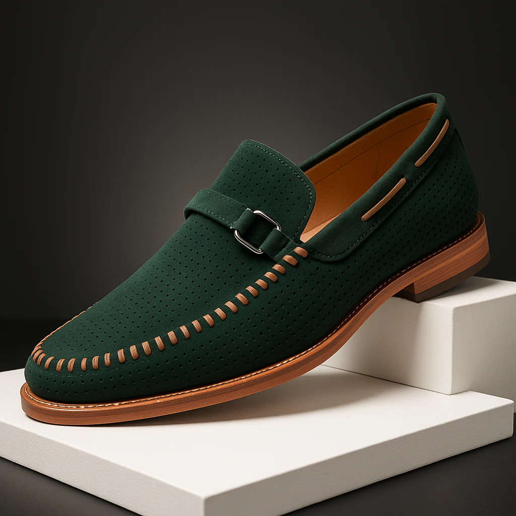 Perforated Buckle Loafers for Men – Stylish Smart Casual Comfort
