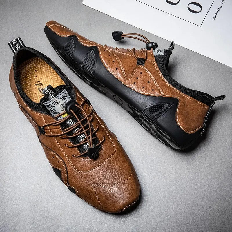 Perforated Bungee Lace Low-Top Driving Shoes for Men – Orthopedic Comfort & Style - Image 3