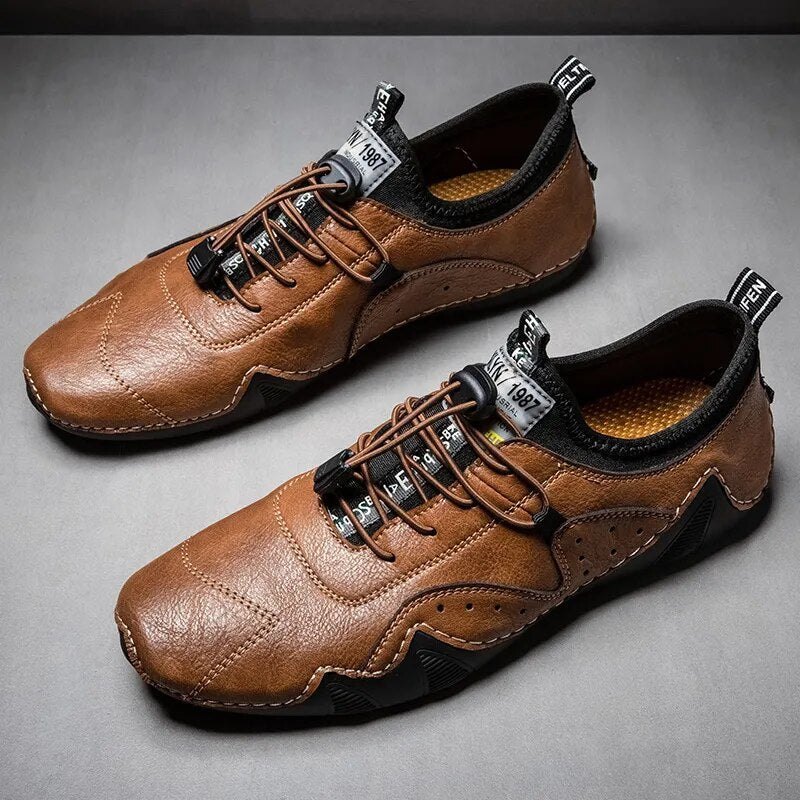 Perforated Bungee Lace Low-Top Driving Shoes for Men – Orthopedic Comfort & Style - Image 4