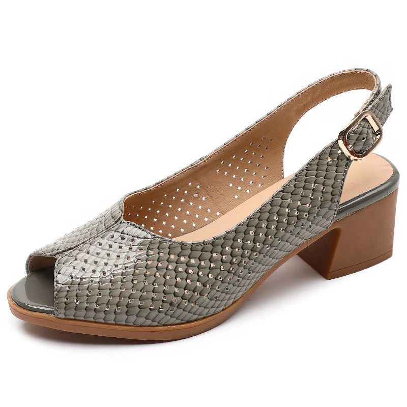 Perforated Peep Toe Block Heel Pumps for Women – Stylish & Comfortable - Image 4