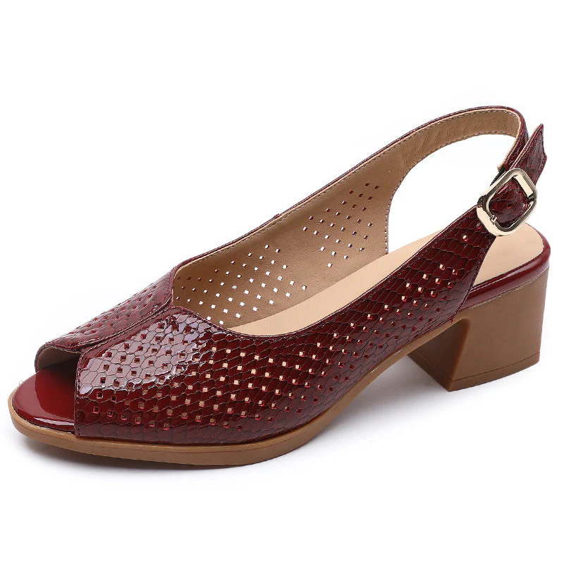 Perforated Peep Toe Block Heel Pumps for Women – Stylish & Comfortable - Image 6
