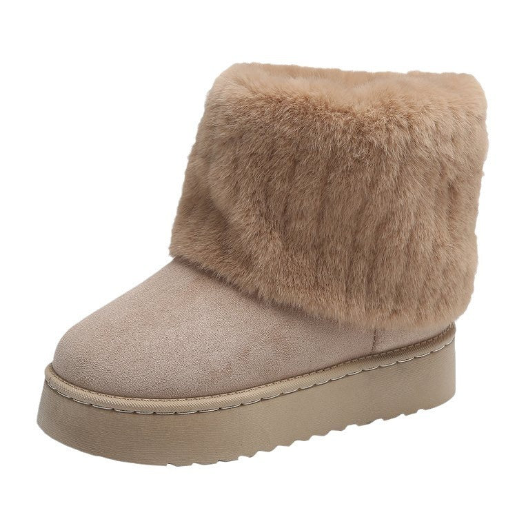 Platform Fur Trim Ankle Boots for Women – Stylish & Cozy - Image 2