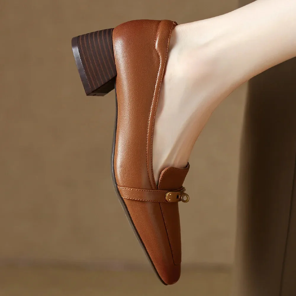 Pointed Toe Block Heel Loafers for Women – Stylish & Comfortable Design - Image 2
