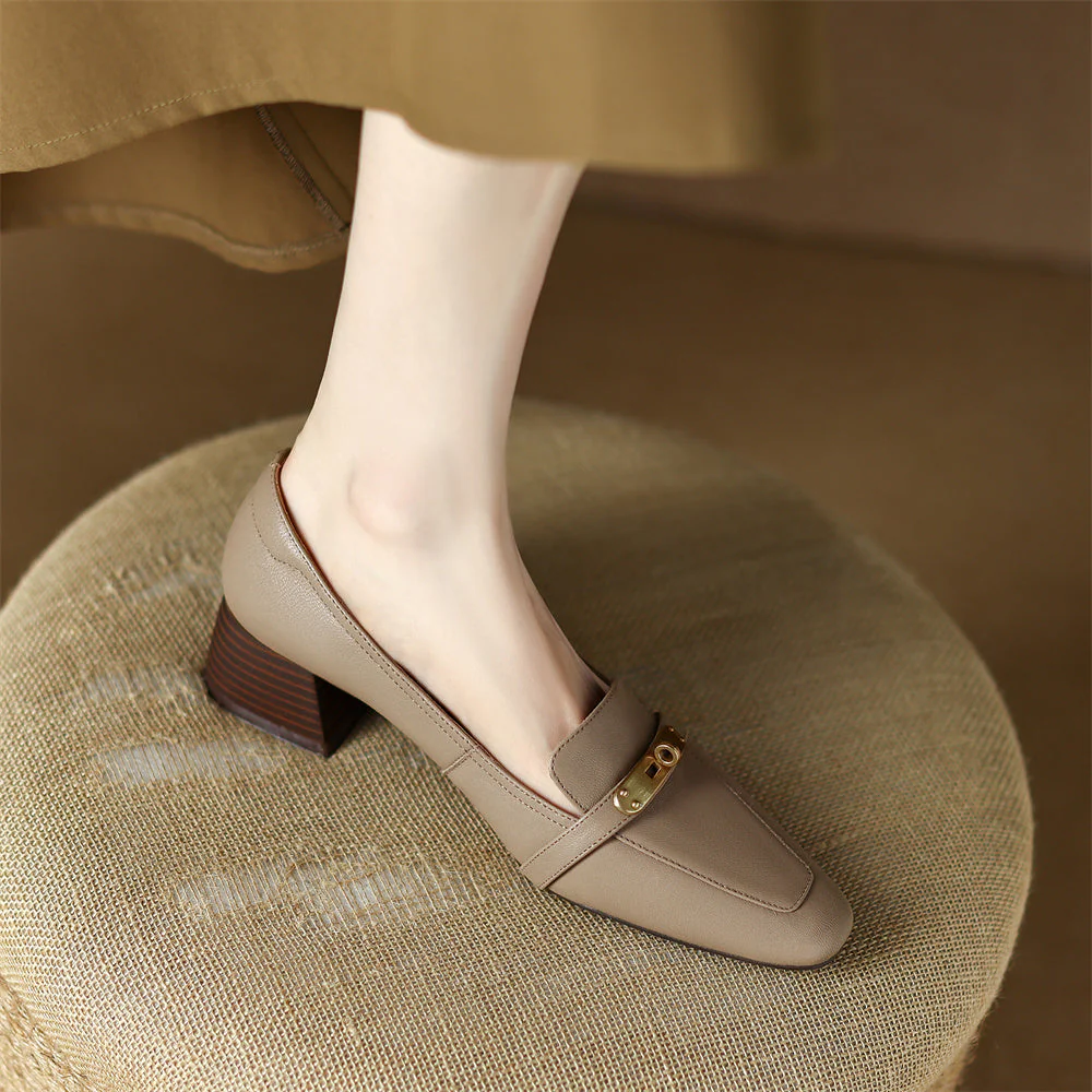 Pointed Toe Block Heel Loafers for Women – Stylish & Comfortable Design - Image 9