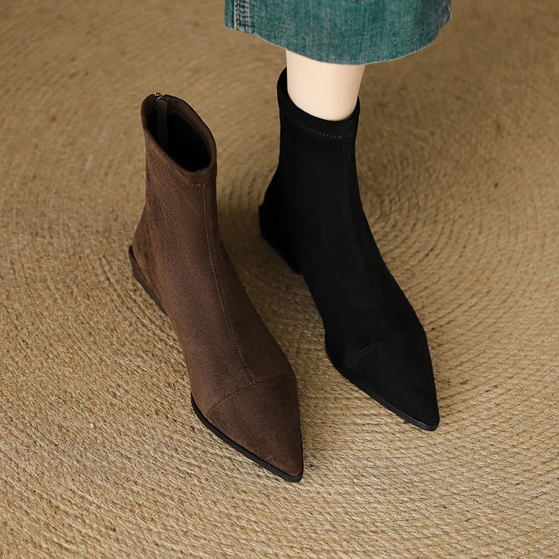 Pointed Toe Block Heel Sock Ankle Boots for Women – Stylish & Comfortable Design - Image 4