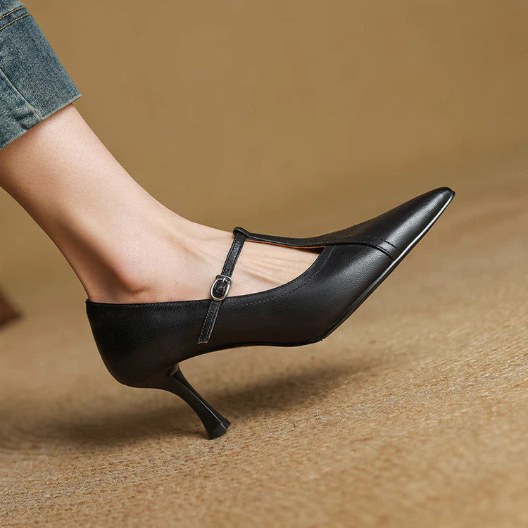 Pointed Toe T-Strap Ankle-Heels for Women – Elegant & Supportive Design - Image 11