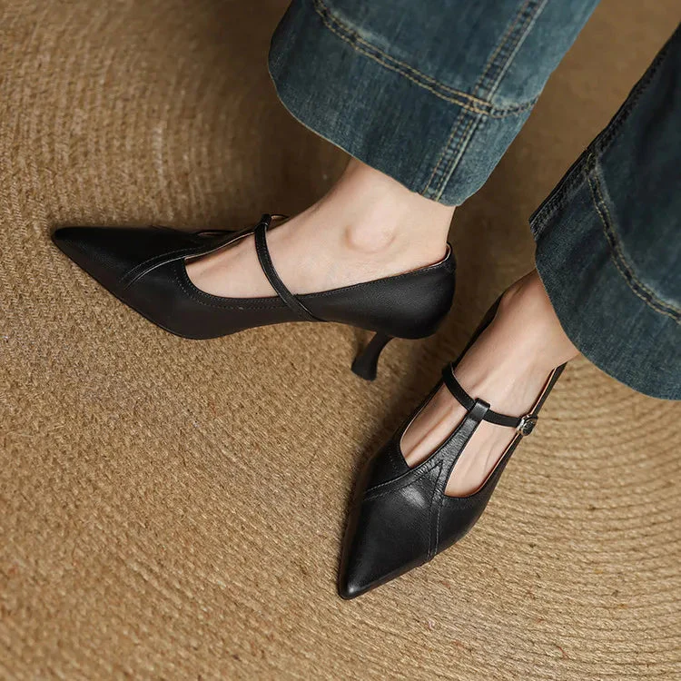 Pointed Toe T-Strap Ankle-Heels for Women – Elegant & Supportive Design - Image 8