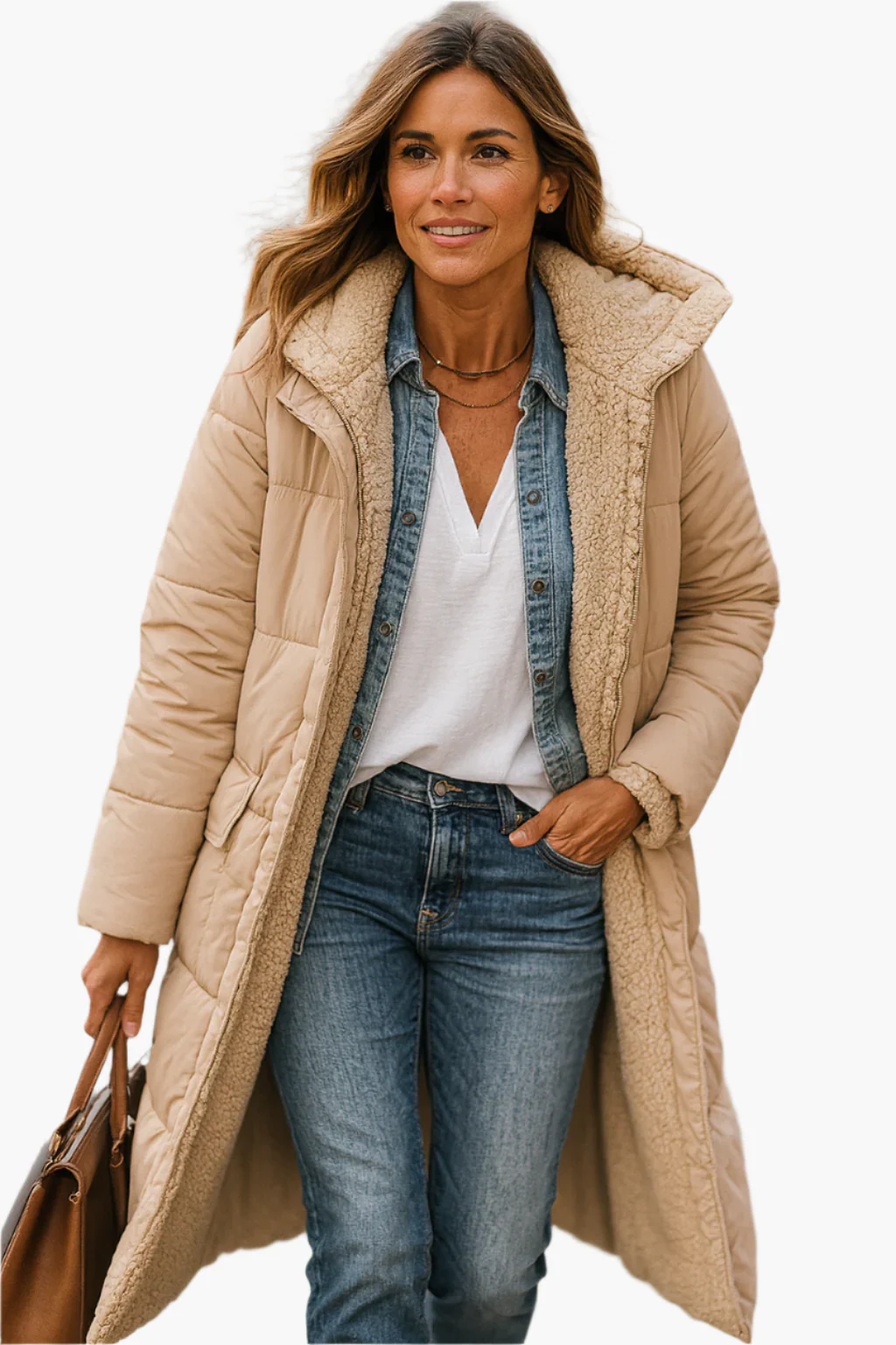Quilted Fleece Lined Full-Length Puffer Coat for Women – Warmth And Cozy Comfort - Image 3