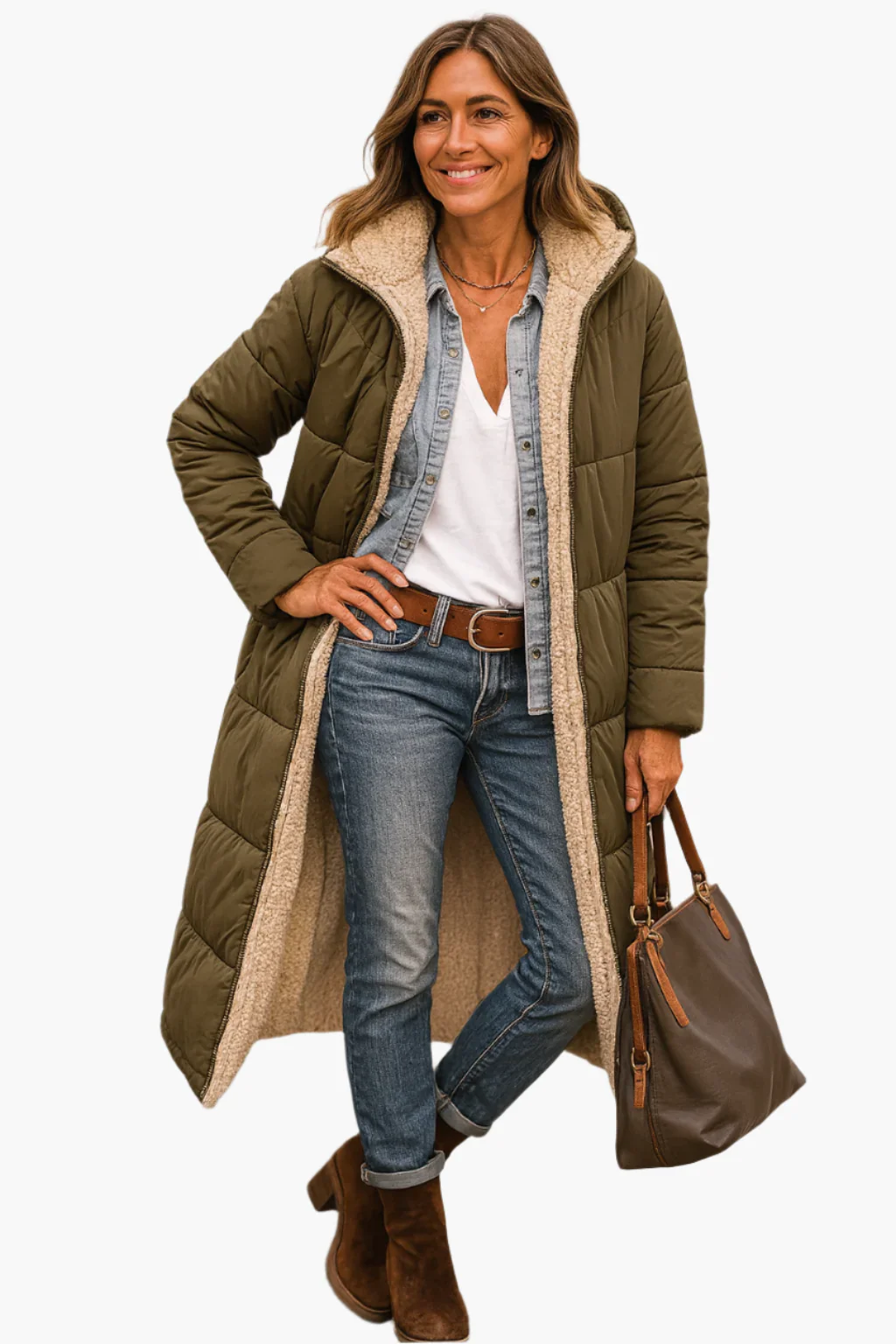 Quilted Fleece Lined Full-Length Puffer Coat for Women – Warmth And Cozy Comfort - Image 4