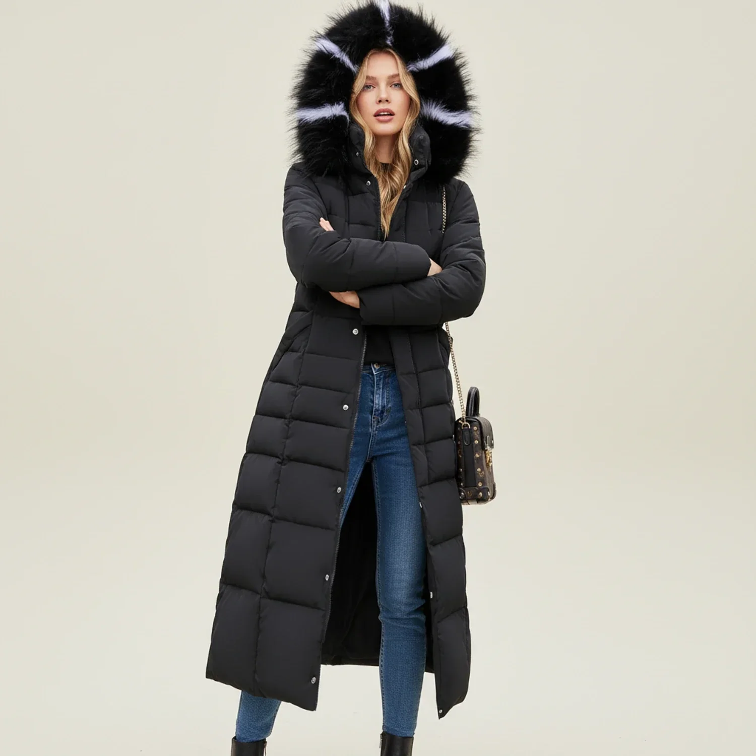 Quilted Hooded Belted Maxi-Length Puffer Jacket for Women – Warmth & Cozy Comfort - Image 2