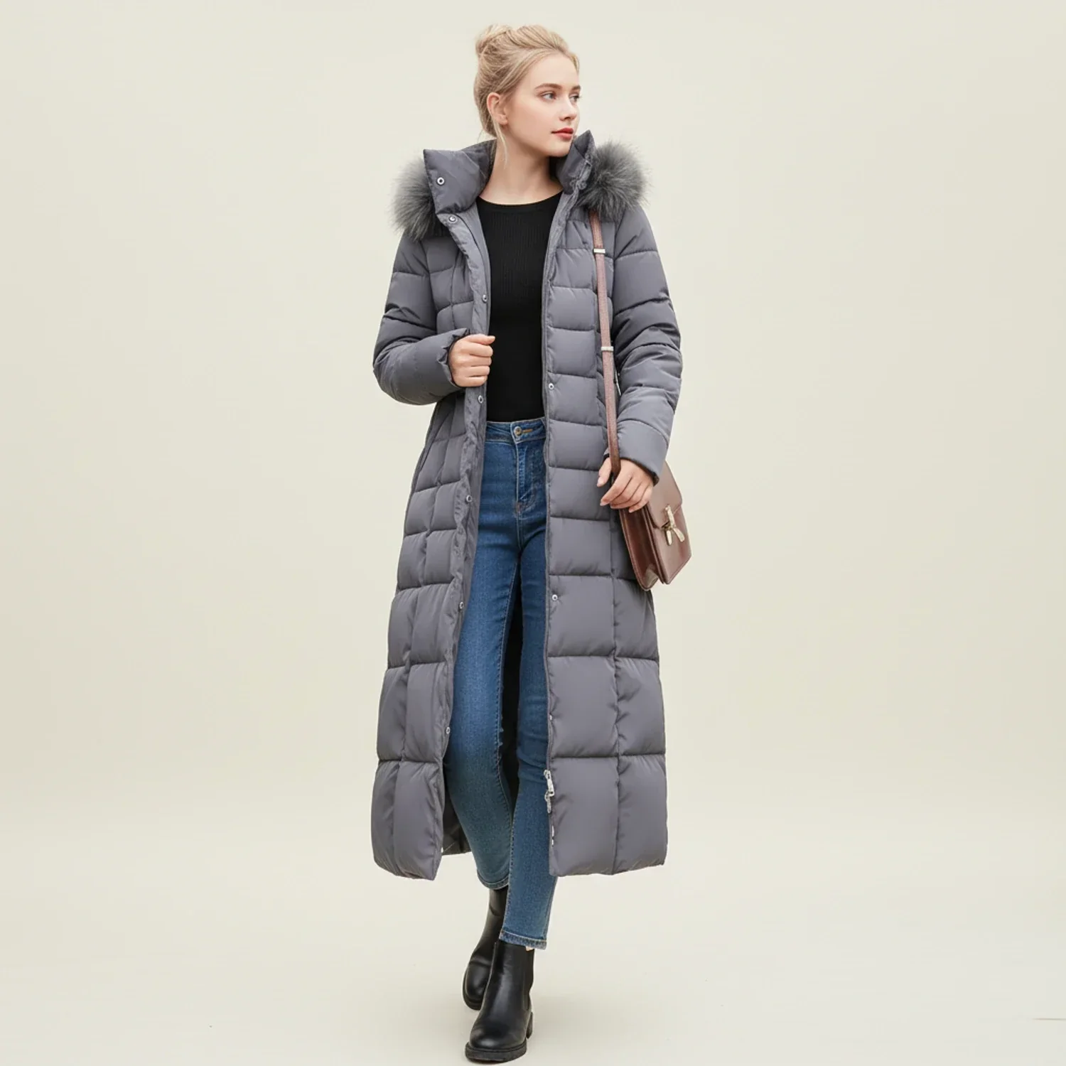 Quilted Hooded Belted Maxi-Length Puffer Jacket for Women – Warmth & Cozy Comfort - Image 3