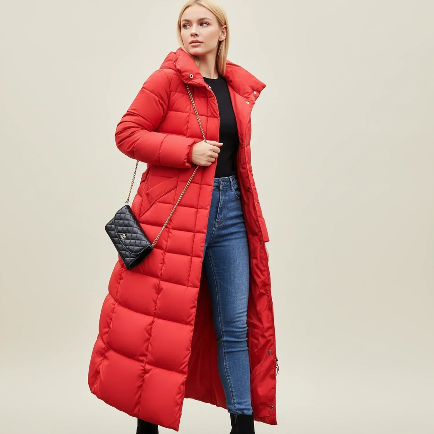 Quilted Hooded Belted Maxi-Length Puffer Jacket for Women – Warmth & Cozy Comfort - Image 5