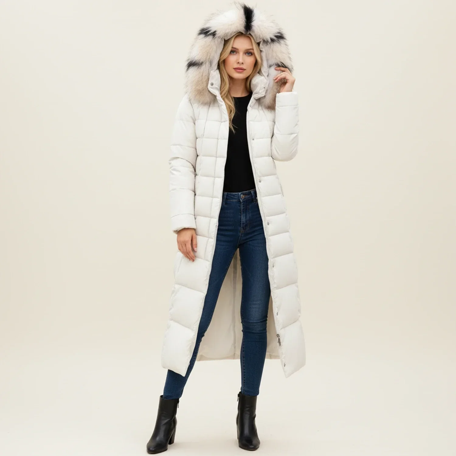 Quilted Hooded Belted Maxi-Length Puffer Jacket for Women – Warmth & Cozy Comfort - Image 6