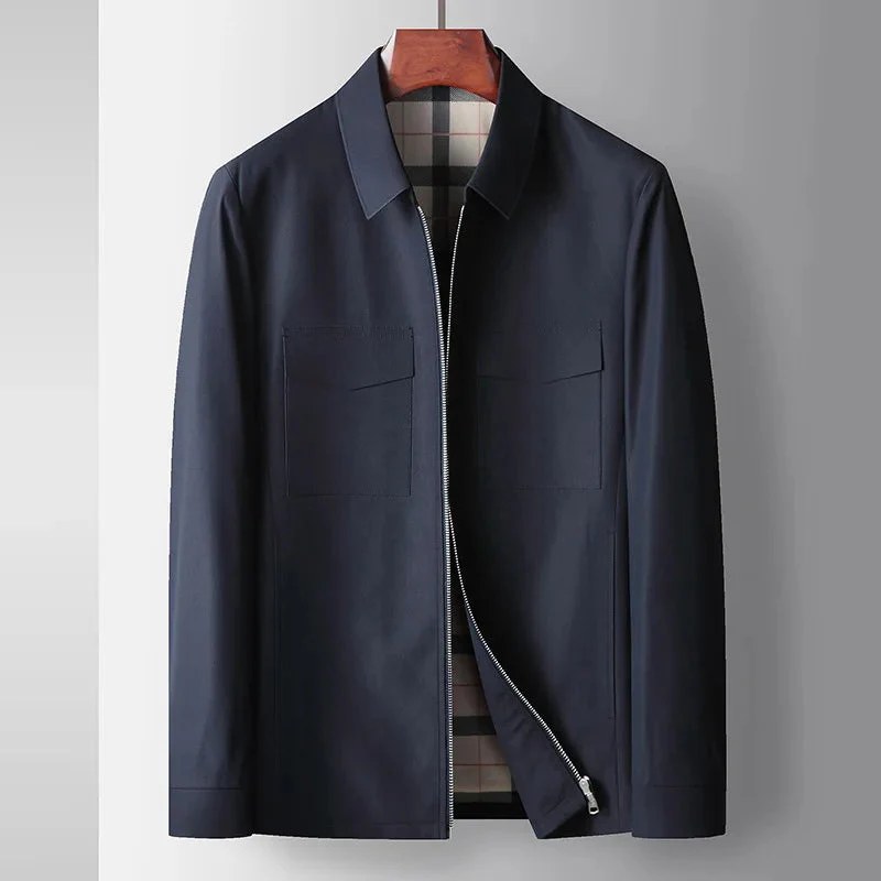 Regular Fit Collared Zip Front Jacket for Men – Casual Style & Practicality