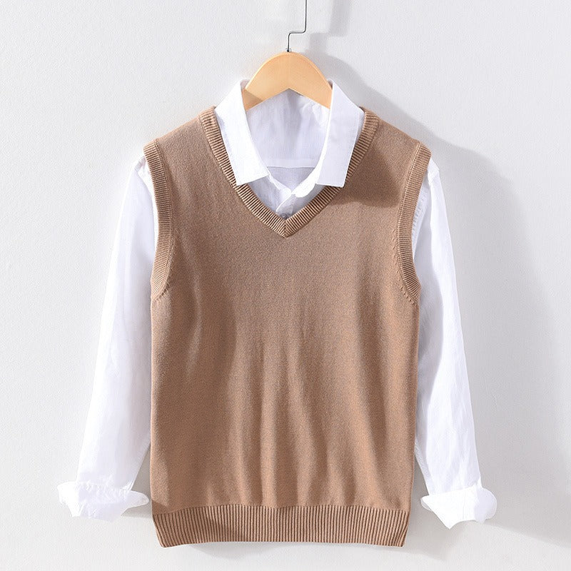 Regular Fit Ribbed V-Neck Sweater Vest for Men – Casual Comfortable Style