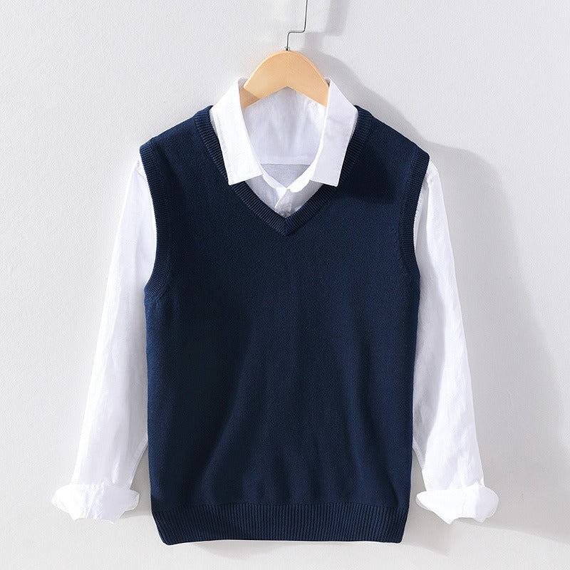 Regular Fit Ribbed V-Neck Sweater Vest for Men – Casual Comfortable Style - Image 3