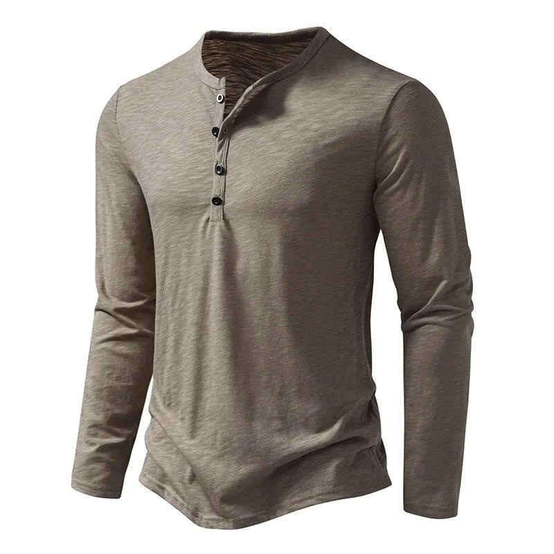 Regular Fit Solid Henley Shirt for Men – Classic Casual Comfort - Image 2