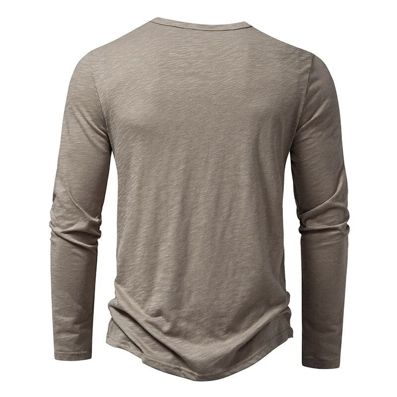 Regular Fit Solid Henley Shirt for Men – Classic Casual Comfort - Image 3